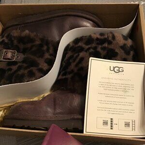 Uggs Ellee Brown Animal Stout Boots--Girl's Size 3